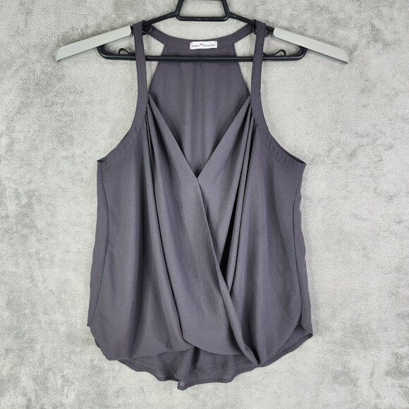 Womens Gray Dainty Hooligan Wrap Front Cami Tank Top V Neck Size L - Picture 2 of 13